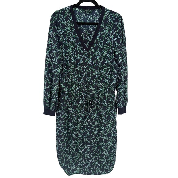 Lauren Ralph Lauren Dresses & Skirts - Lauren Ralph Lauren Womens Long Sleeve Floral Drawstring Waist Dress Navy Sz 10